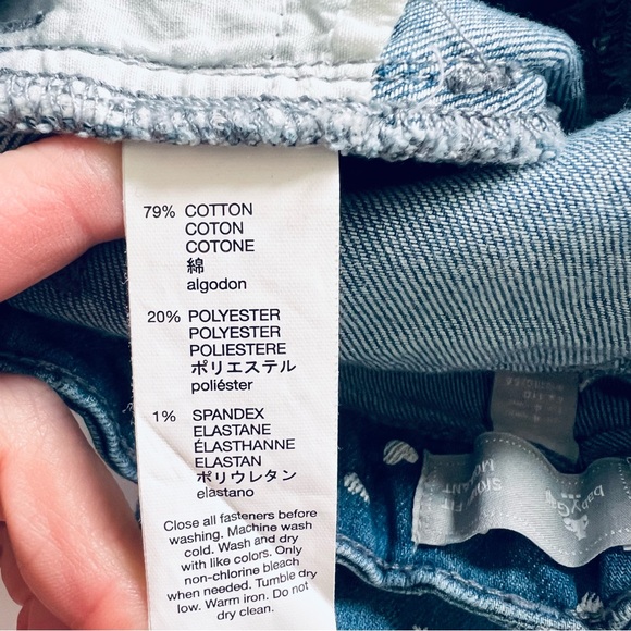 GAP Kids Heart Print Skinny Cotton Blend Jeans Blue White Sz 4 Years - Picture 9 of 10